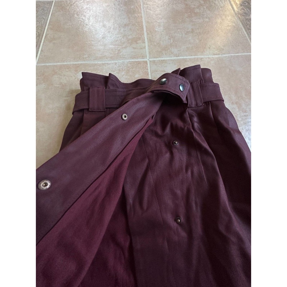 DL1961 Burgundy wax coated pleated waist -belted front open Denim skirt size xs - Picture 10 of 10